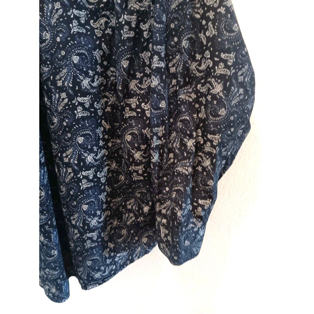 Ariat Men's XL Navy Paisley Long Sleeve Western Button Down Cotton Shirt - Picture 9 of 13